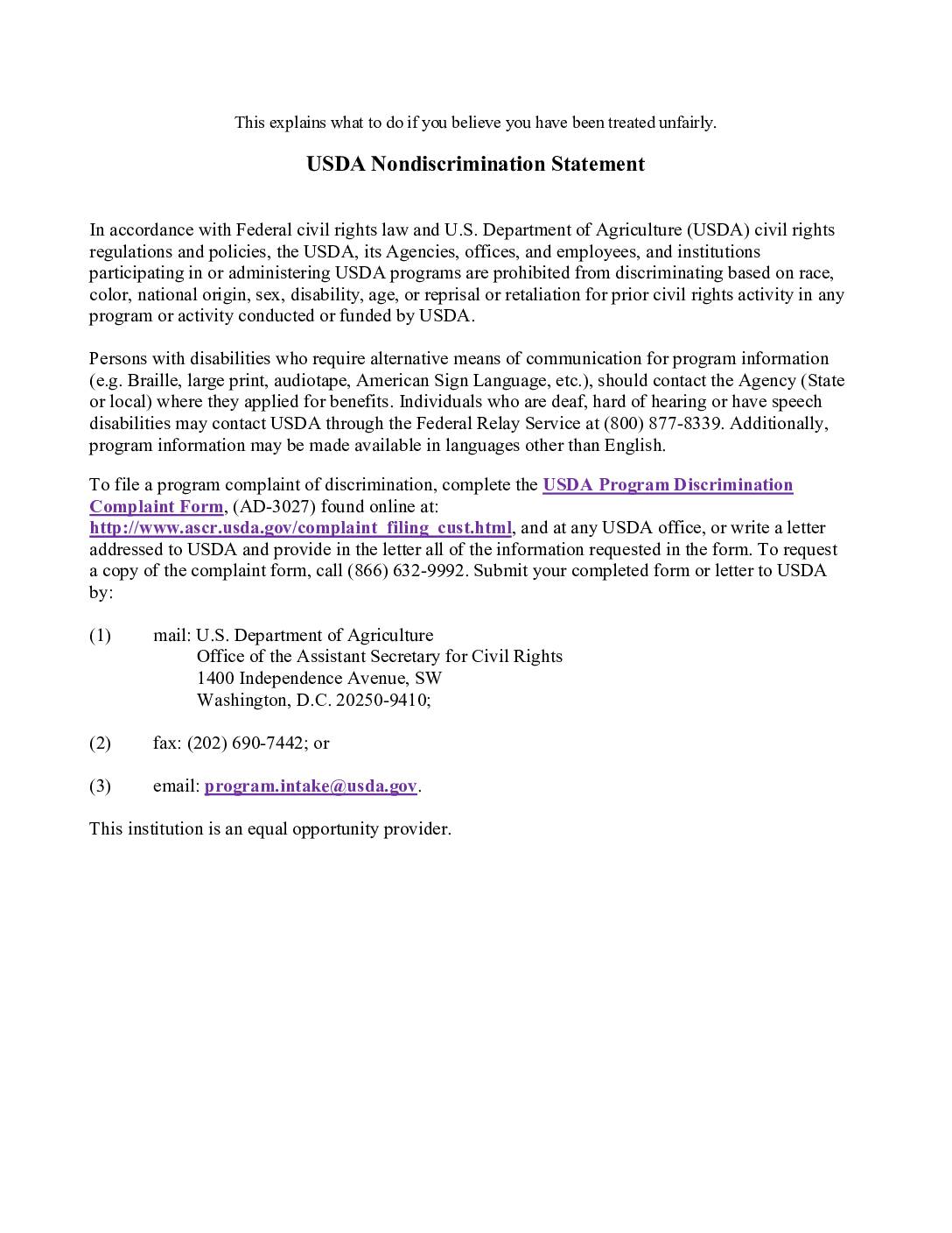 thumbnail of USDA Nondiscrimination Statement – 2017 – Qualifier Statement