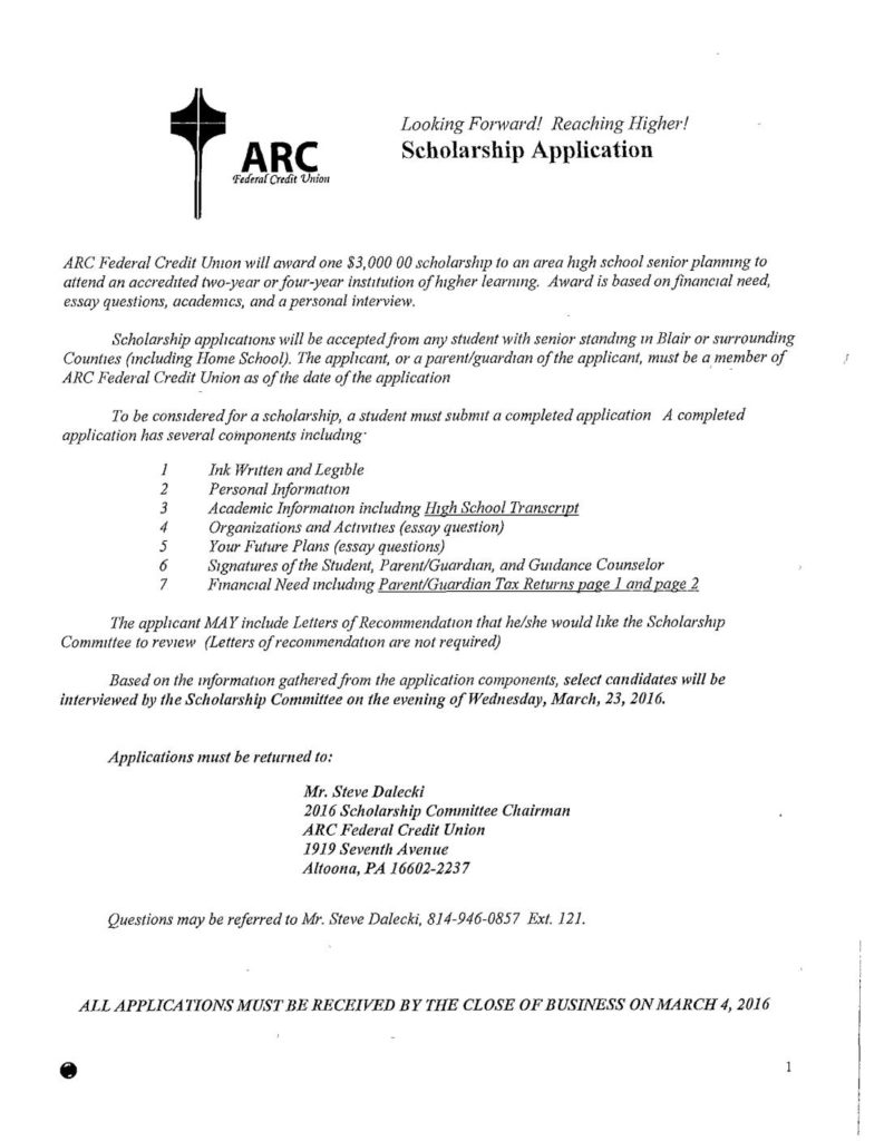 thumbnail of ARC Federal Credit Union Scholarship