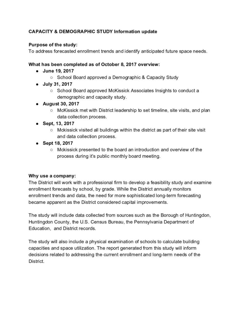 thumbnail of Capacity and Demographic Study Information Update