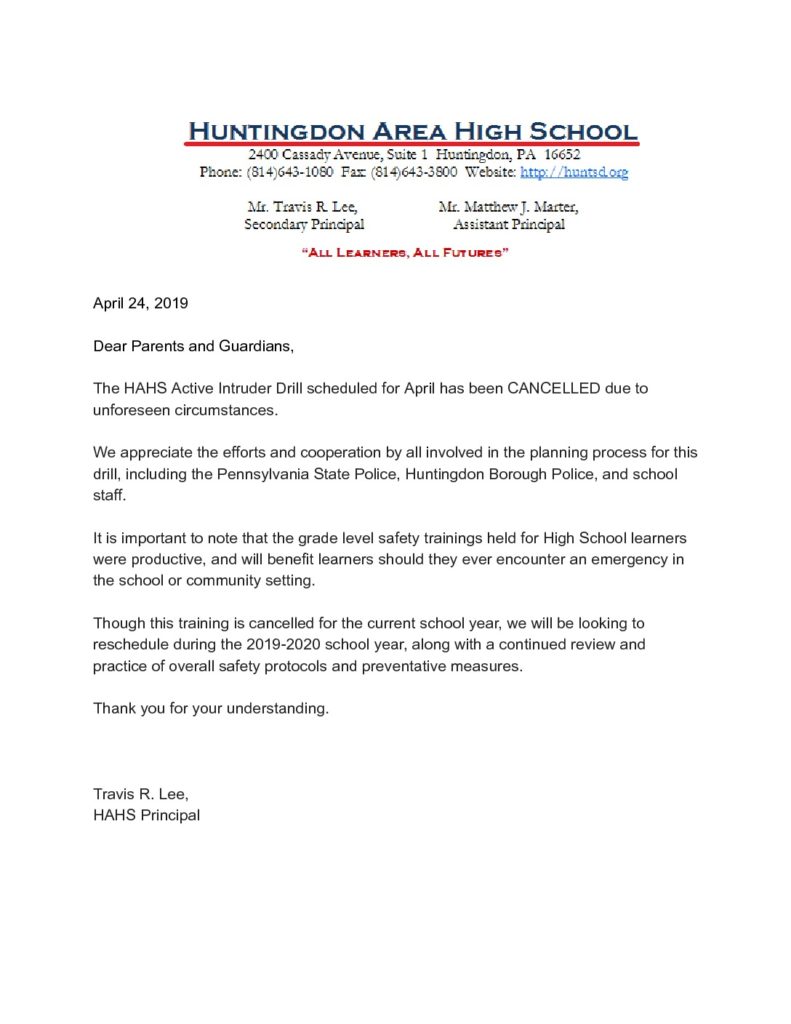 thumbnail of April Active Intruder Drill Cancelled Letter]