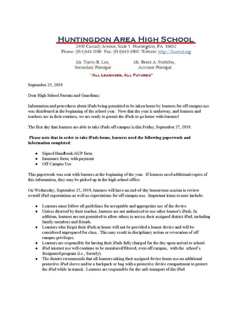 thumbnail of HAHS iPad Off-Campus Use Memo