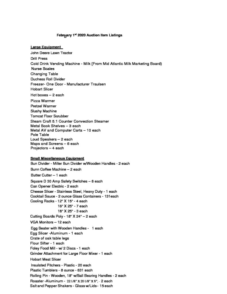 thumbnail of Auction Items 2020