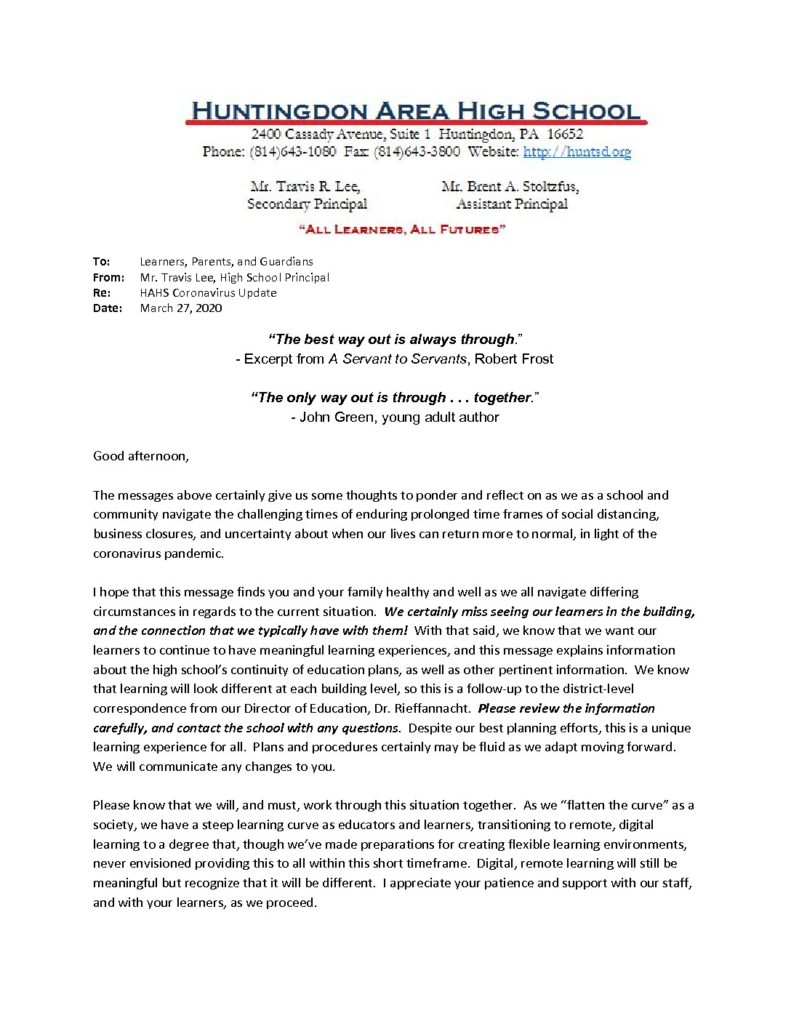 thumbnail of HAHS Corona Virus Parent Update_ 202003270400 (1)