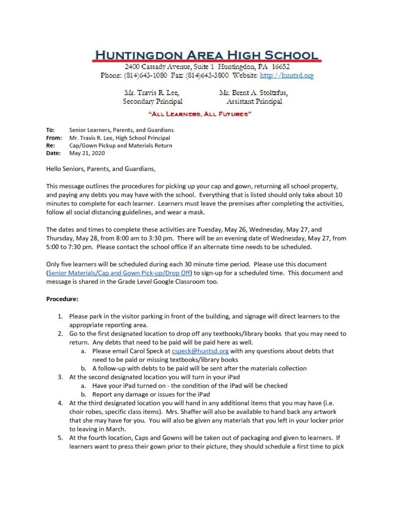 thumbnail of Senior Class Update – Caps_Gowns and Materials_ 5_21_20
