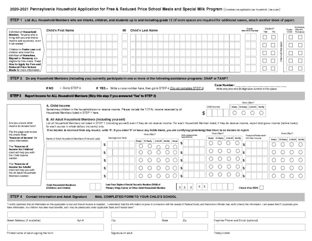 thumbnail of Paper 2020-2021 Pennsylvania Free Reduced Price Meals-Special Milk Household Application (1) (1)