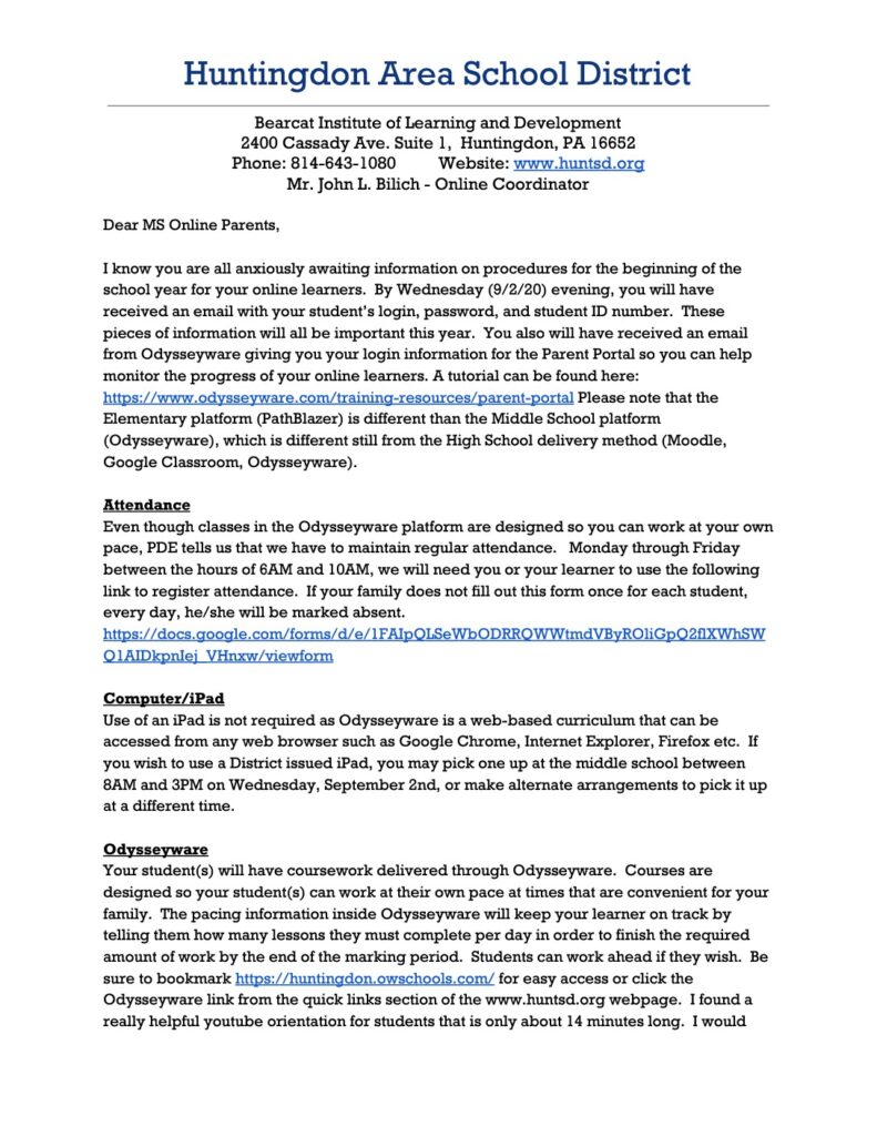 thumbnail of Odysseyware MS Parent Communication