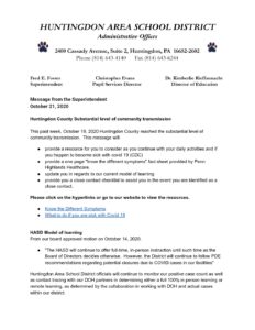thumbnail of Message from the Superintendent October 21, 2020 – Google Docs
