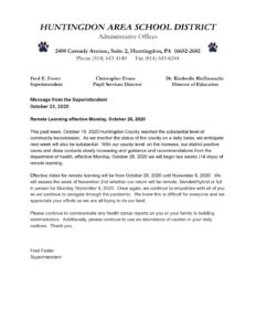 thumbnail of Message from the Superintendent October 23, 2020