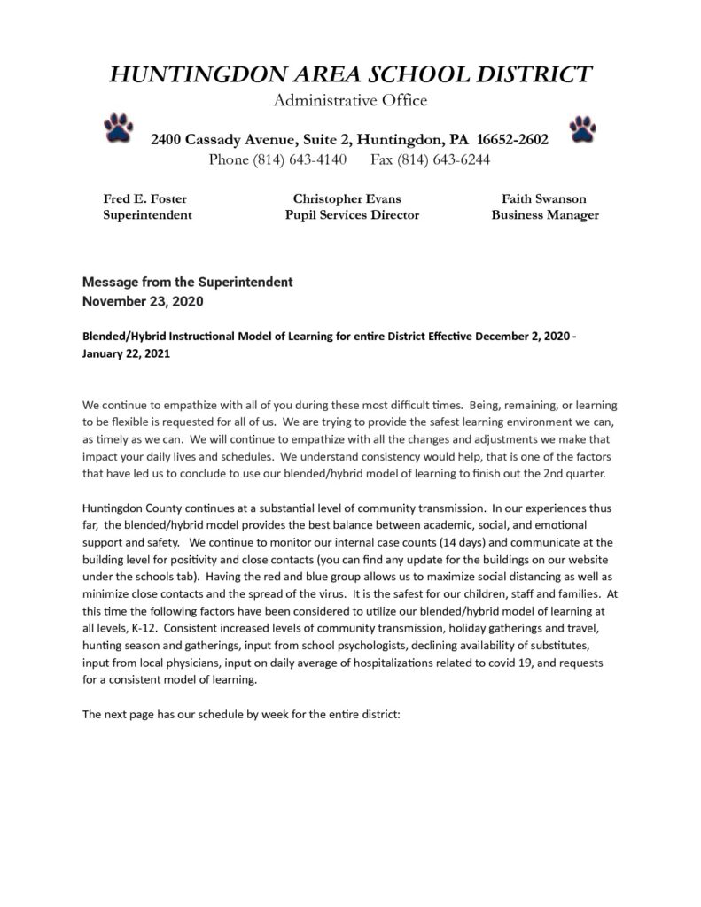 thumbnail of Message from the Superintendent November 23, 2020 – Google Docs (1)