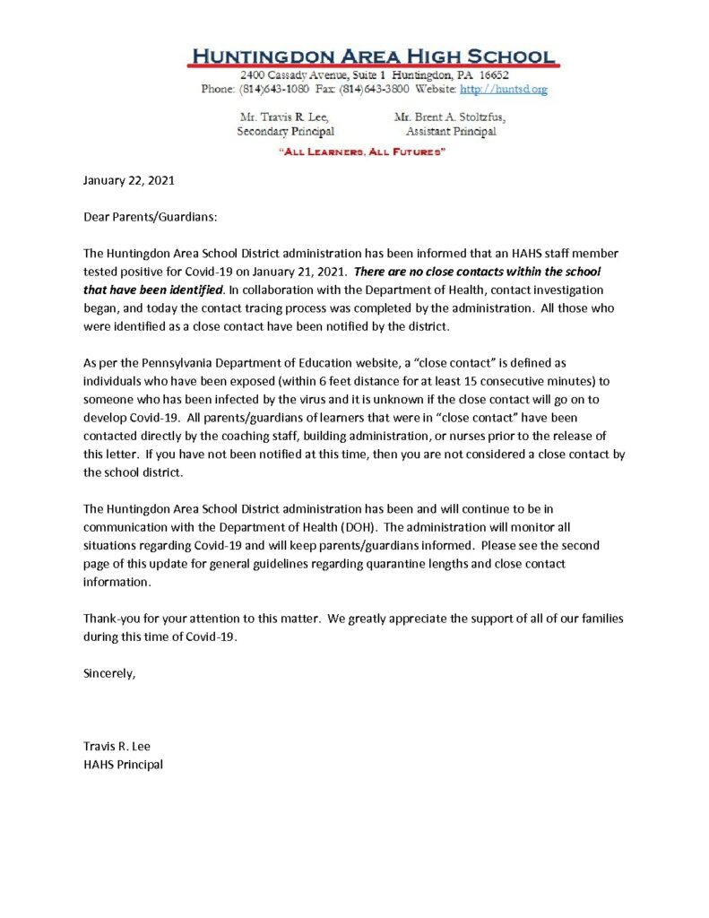 thumbnail of HAHS Positive Test and Close Contact General Notification_ 1_22_21