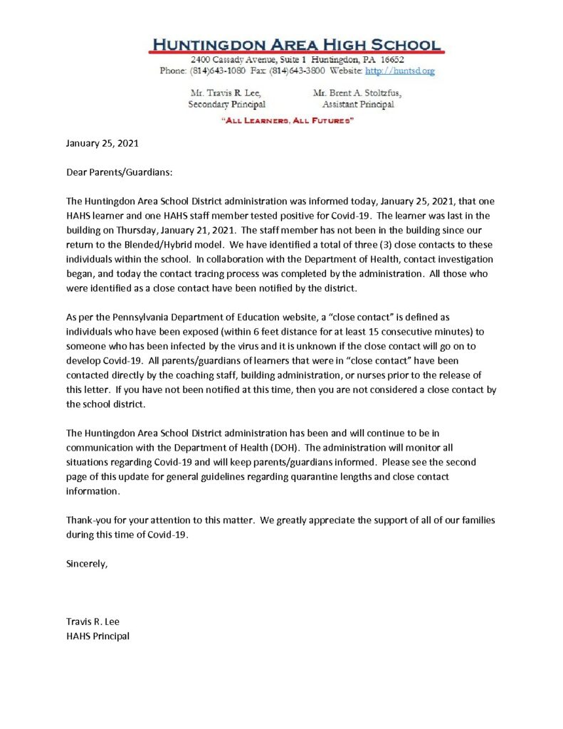 thumbnail of HAHS Positive Test and Close Contact General Notification_ 1_25_21
