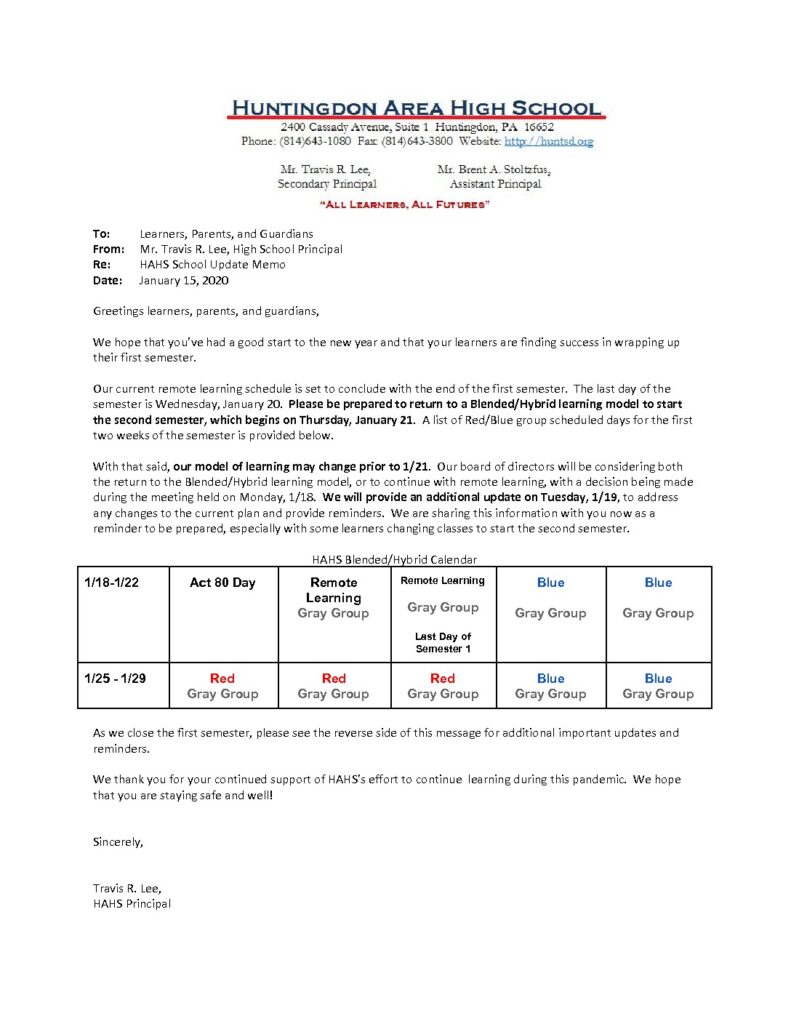 thumbnail of HAHS School Update Memo_ 1_15_20