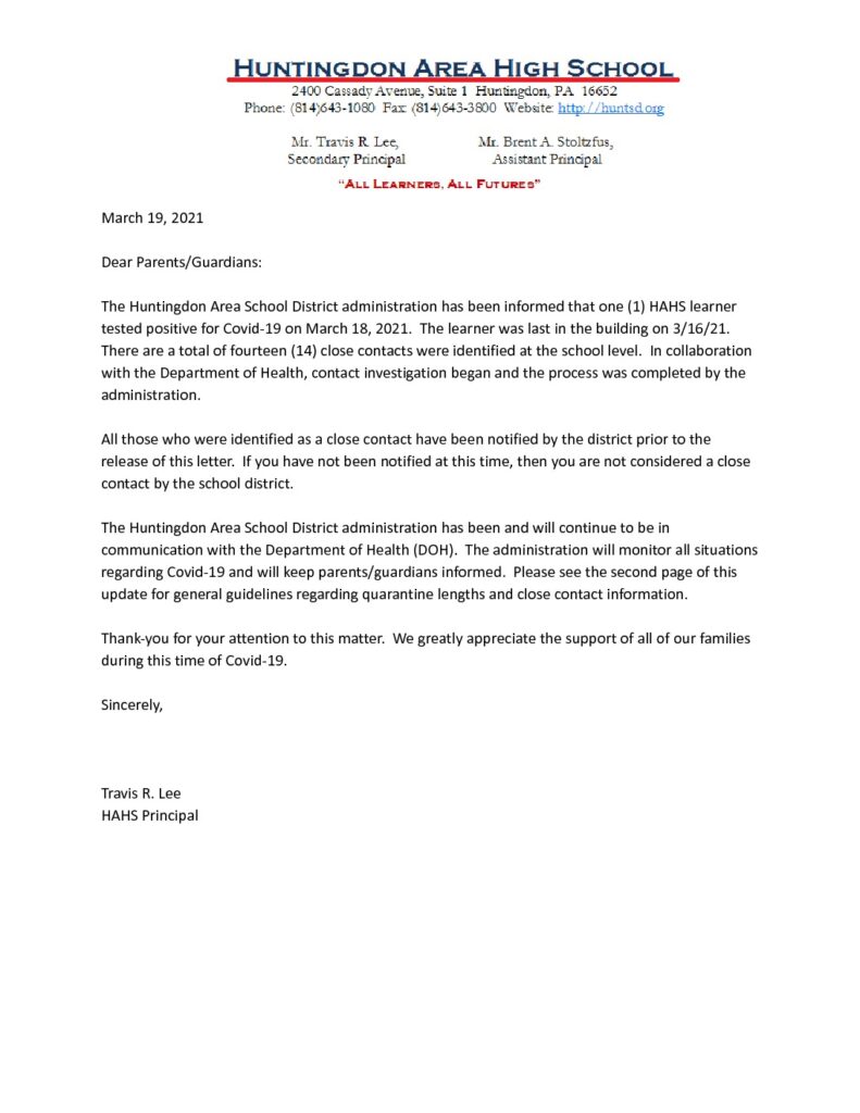 thumbnail of HAHS Positive Test and Close Contact General Notification_ 3_19_21 (1)