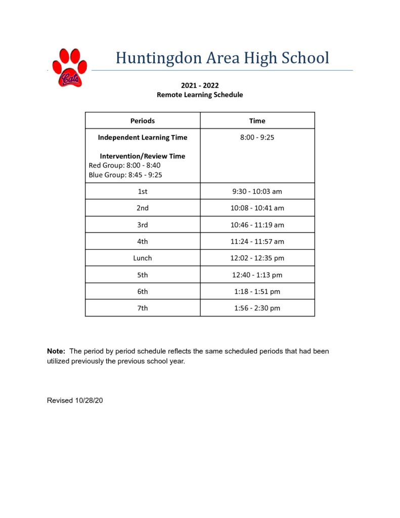 thumbnail of HAHS 2021-2022 Remote Learning Schedule