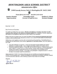 thumbnail of Parent Letter from Superintendent 12142021