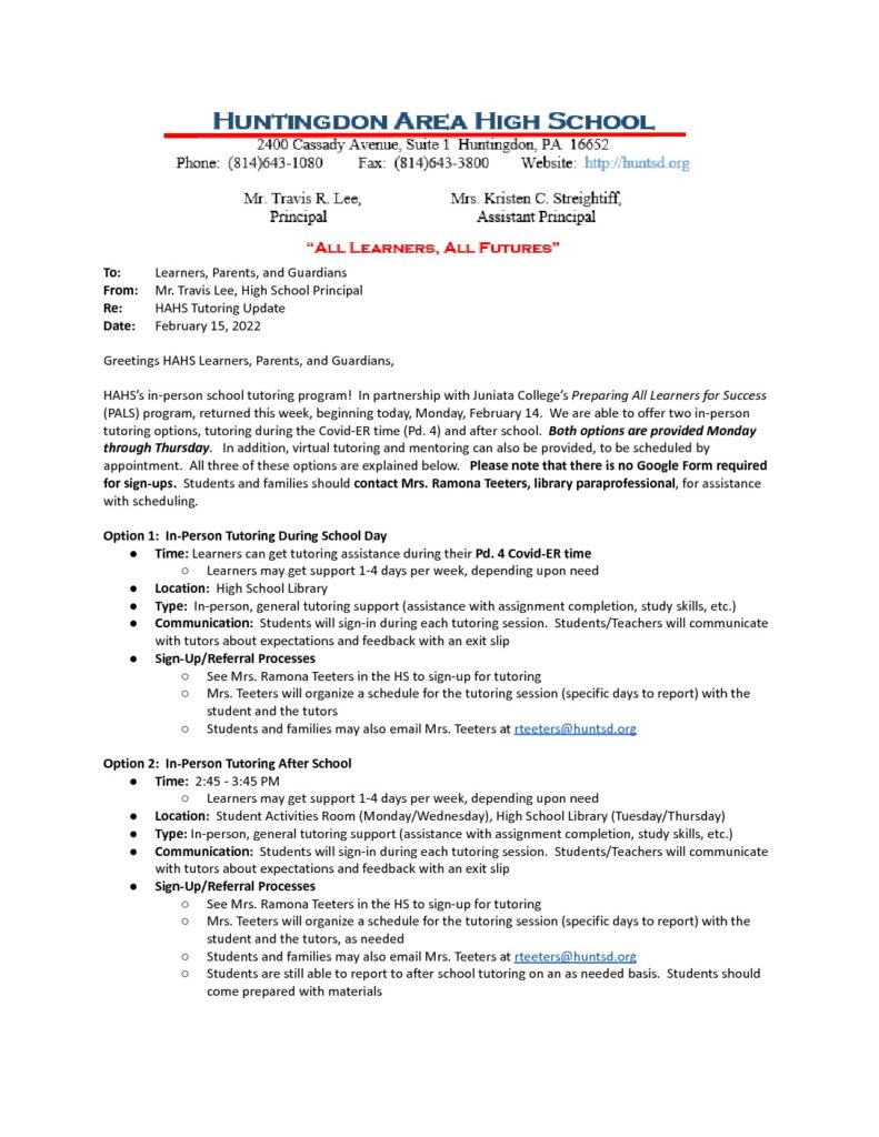 thumbnail of HAHS Tutoring Options_ Semester 2 – 21-22