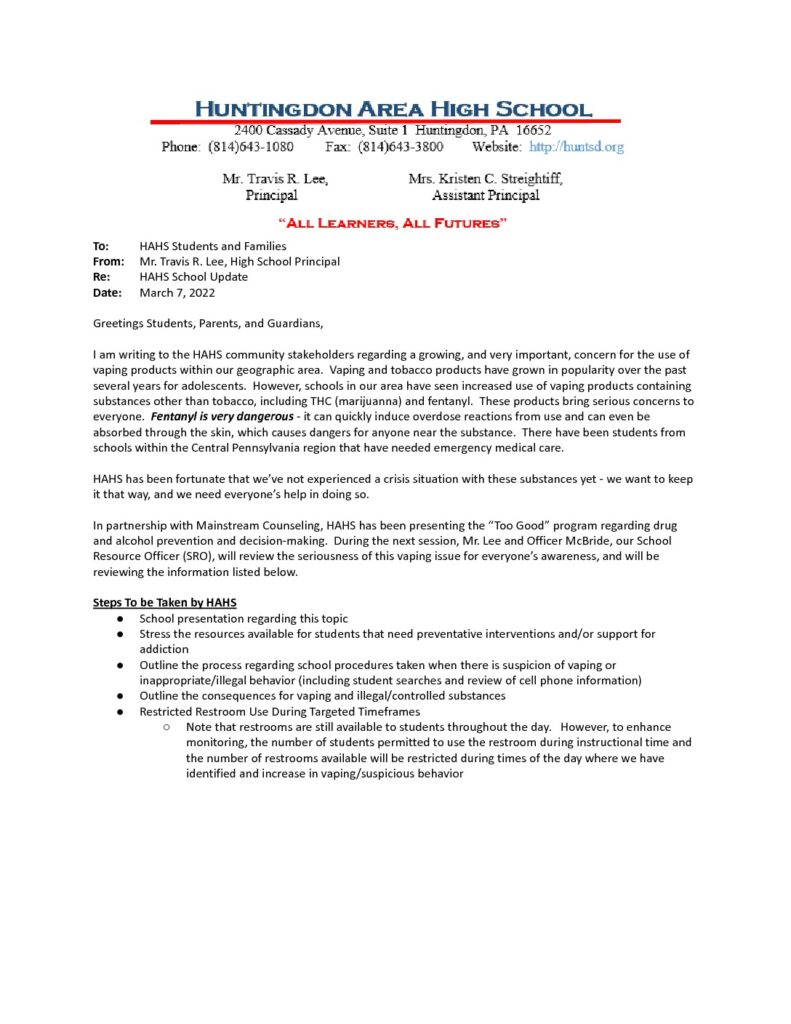 thumbnail of HAHS School Update Memo_ Vaping Concerns – 3_7_22