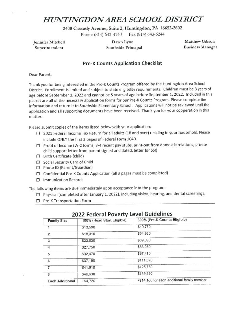 thumbnail of Pre-K Application