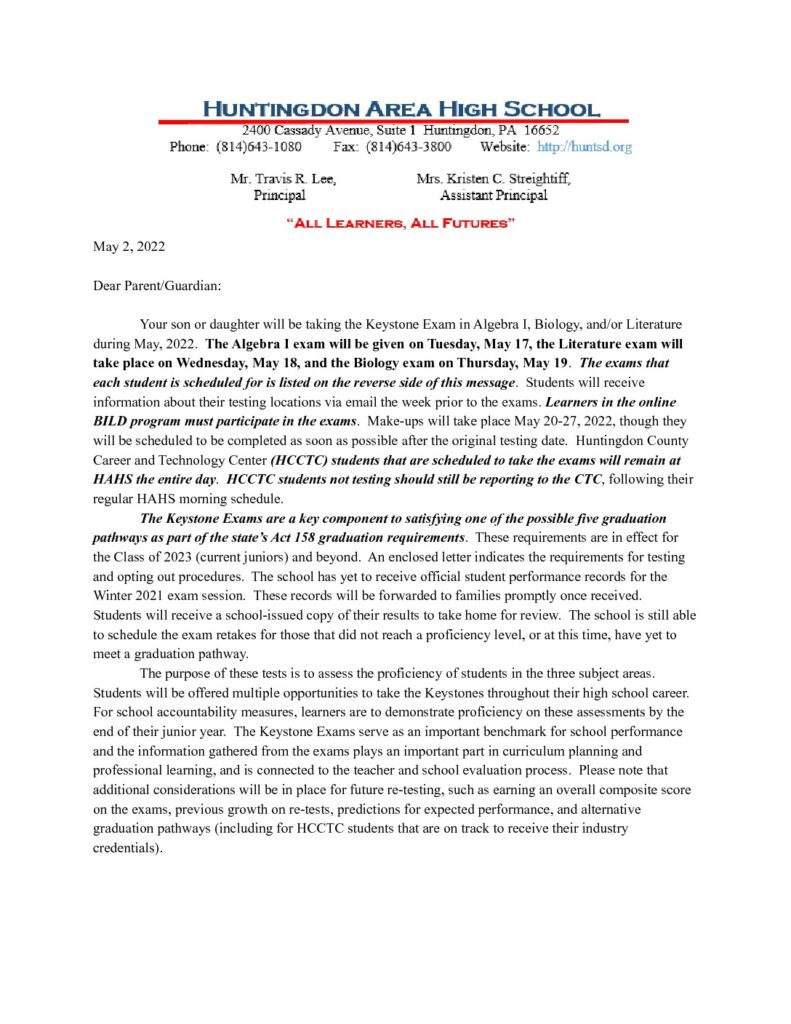 thumbnail of Spring 2022 Keystone Parent Letter May 2, 2022