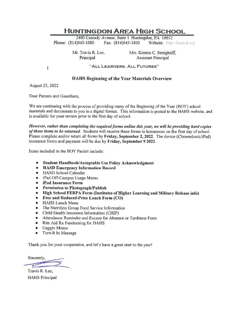 thumbnail of HAHS BOY Memo and Forms