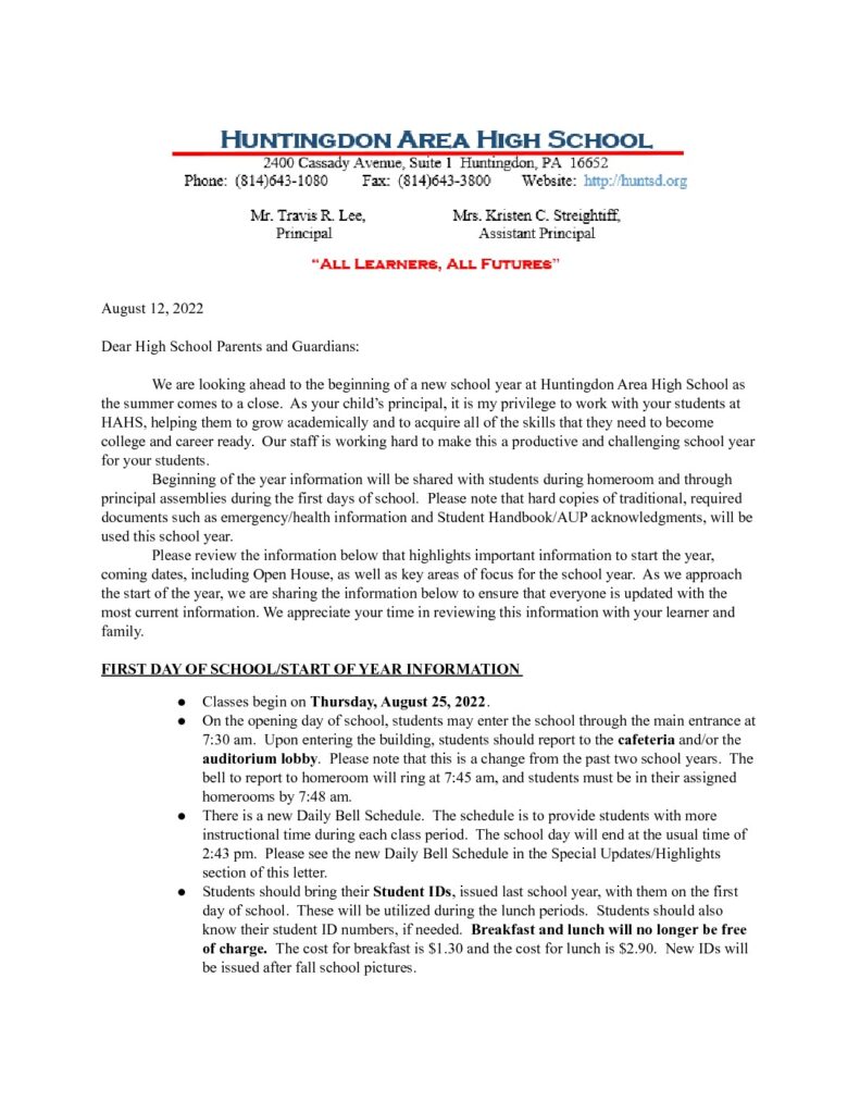 thumbnail of HAHS Summer Parent Letter 22-23 (1)