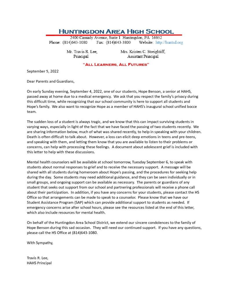 thumbnail of Parent_Guardian Notice – Student Death 9.5.22