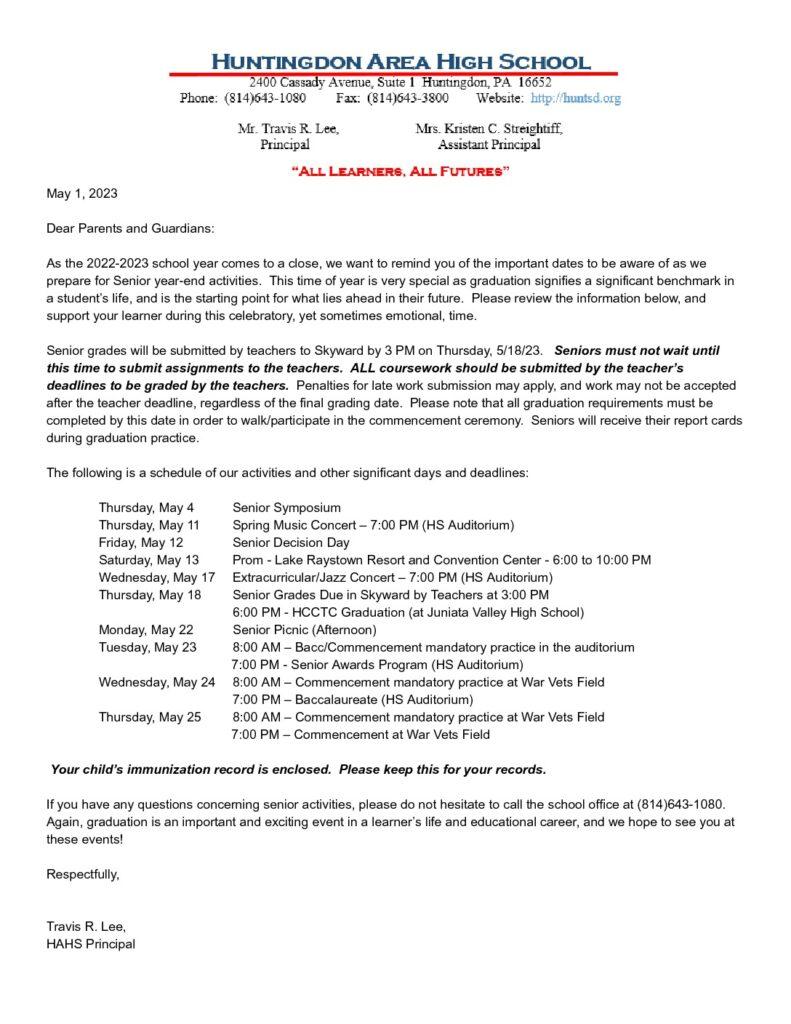 thumbnail of End of Year Senior Family Letter 2023