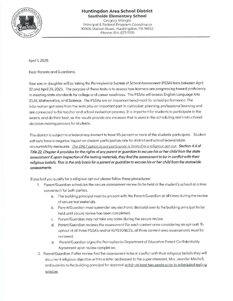 thumbnail of PSSA Letter 3-5 Grades