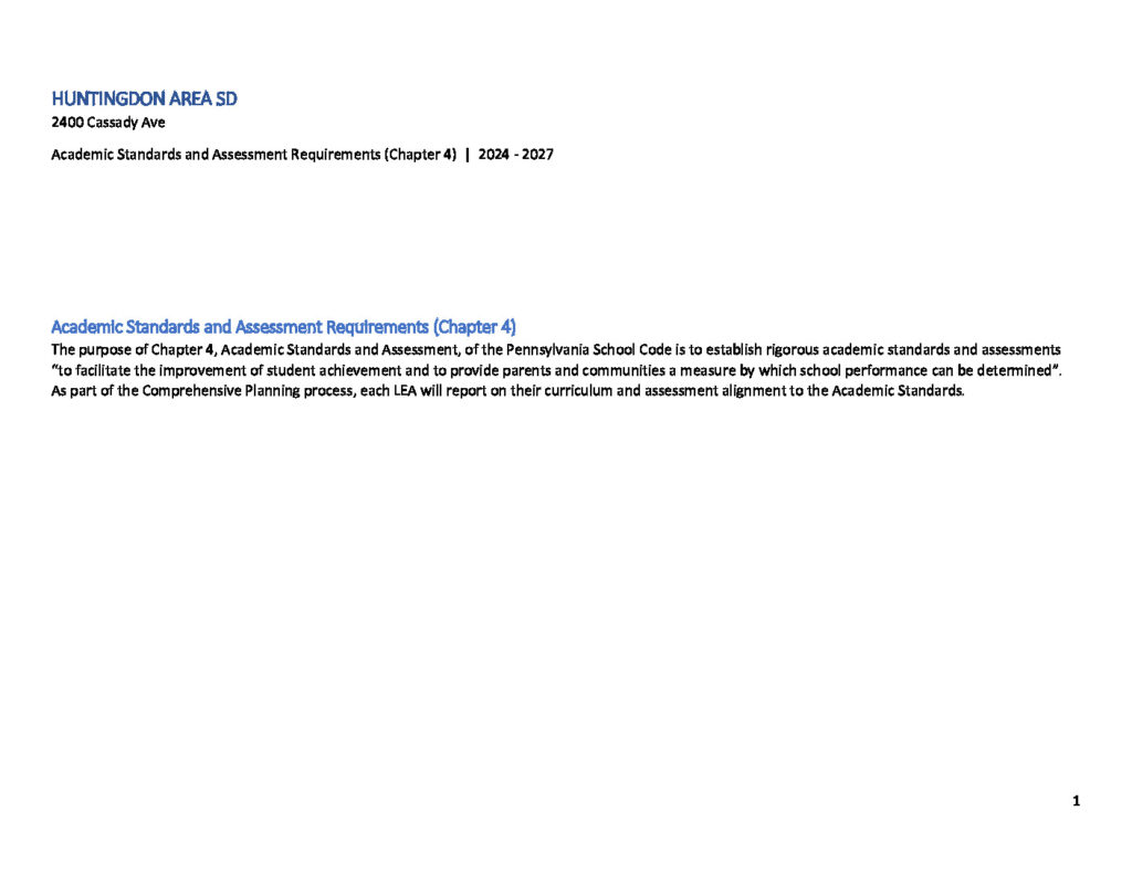 thumbnail of Academic Standards and Assessment Requirements (Chapter 4) _ 2024 – 2027