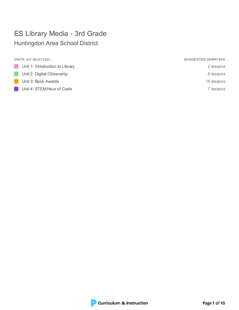 thumbnail of ES Library Media – 3rd Grade