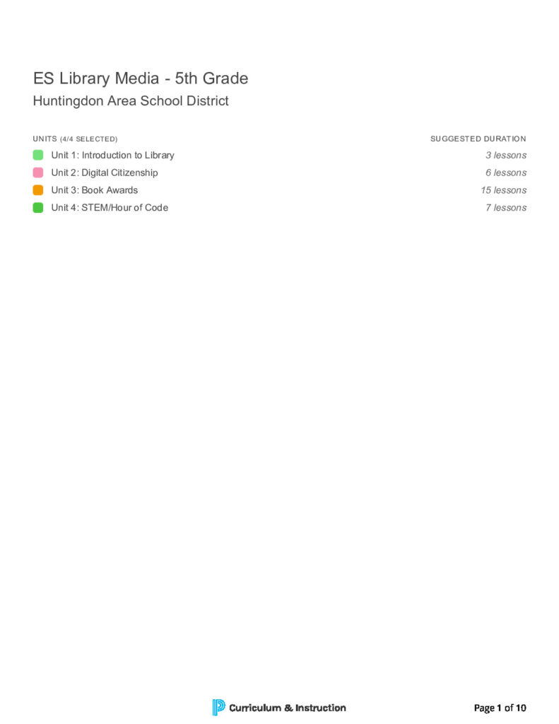 thumbnail of ES Library Media – 5th Grade