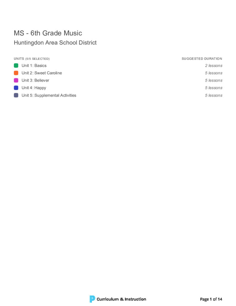 thumbnail of MS – 6th Grade Music