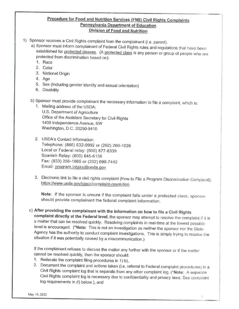 thumbnail of Civil Rights Complaint Procedure – Updated