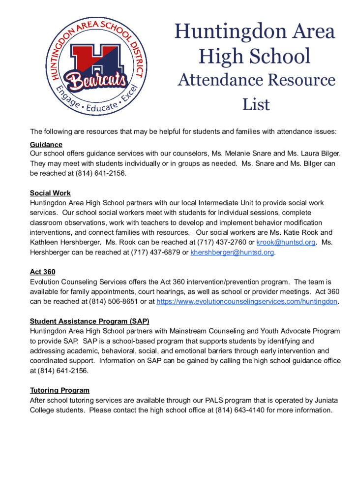 thumbnail of High School Attendance Resources
