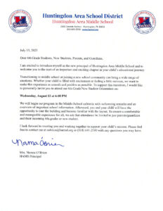 thumbnail of 6th Grade and New Student Orientation Letter